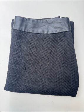 Banana Republic Black Chevron Midi Skirt with Faux Leather Waistband